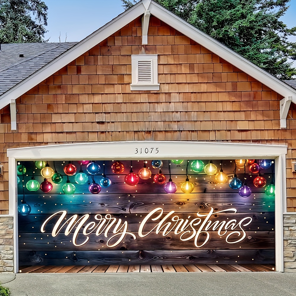 Outdoor Lighting Garage - Merry Christmas garage door banner with