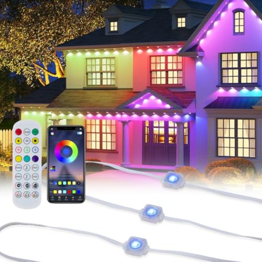 Outdoor Lighting Under Eaves - Permanent Outdoor Lights for House 50ft