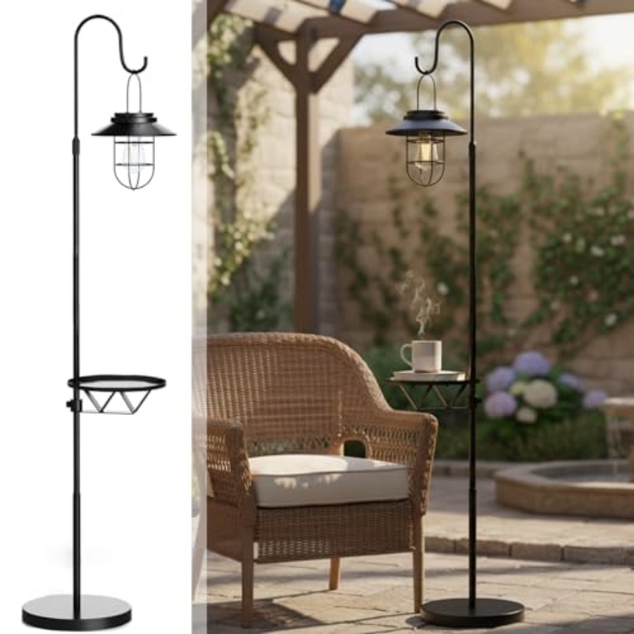 Solar Floor Lamp with Table, 6 - Outdoor Lighting For Patio recension och pris