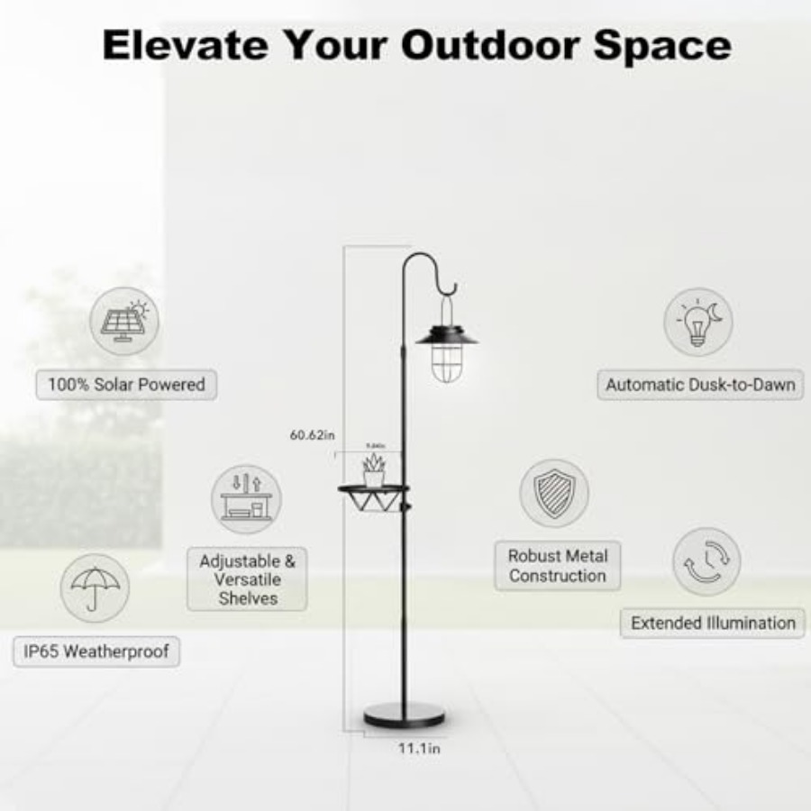Solar Floor Lamp with Table, 6 - Outdoor Lighting For Patio recension och pris