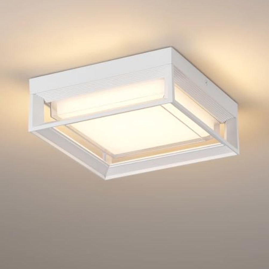 White Square Flush Mount Outdo - Outdoor Lighting For Patio recension och pris