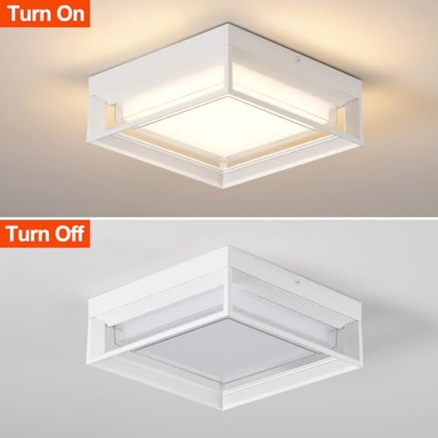 White Square Flush Mount Outdo - Outdoor Lighting For Patio recension och pris