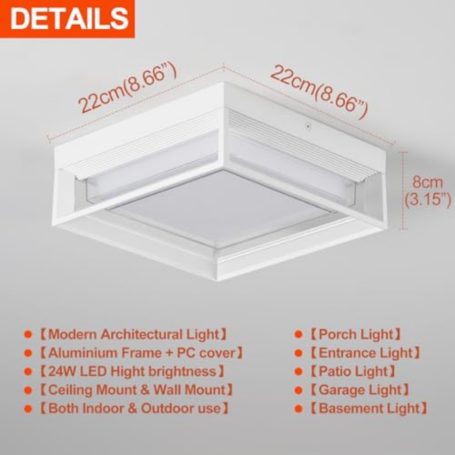 White Square Flush Mount Outdo - Outdoor Lighting For Patio recension och pris