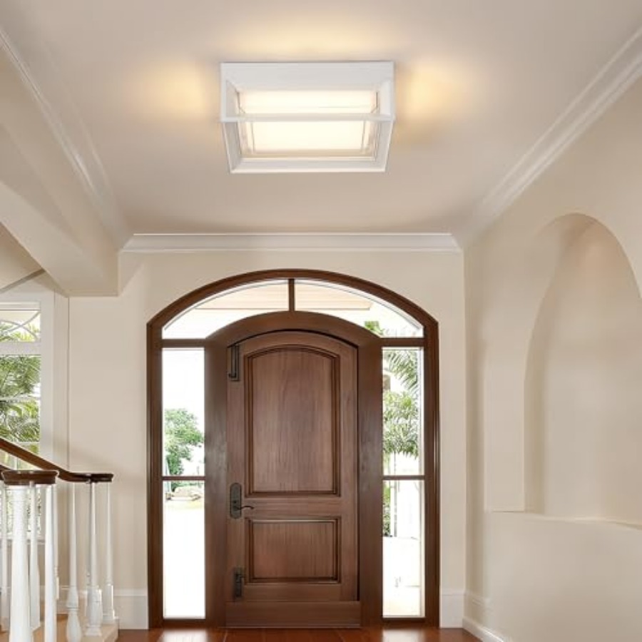 White Square Flush Mount Outdo - Outdoor Lighting For Patio recension och pris