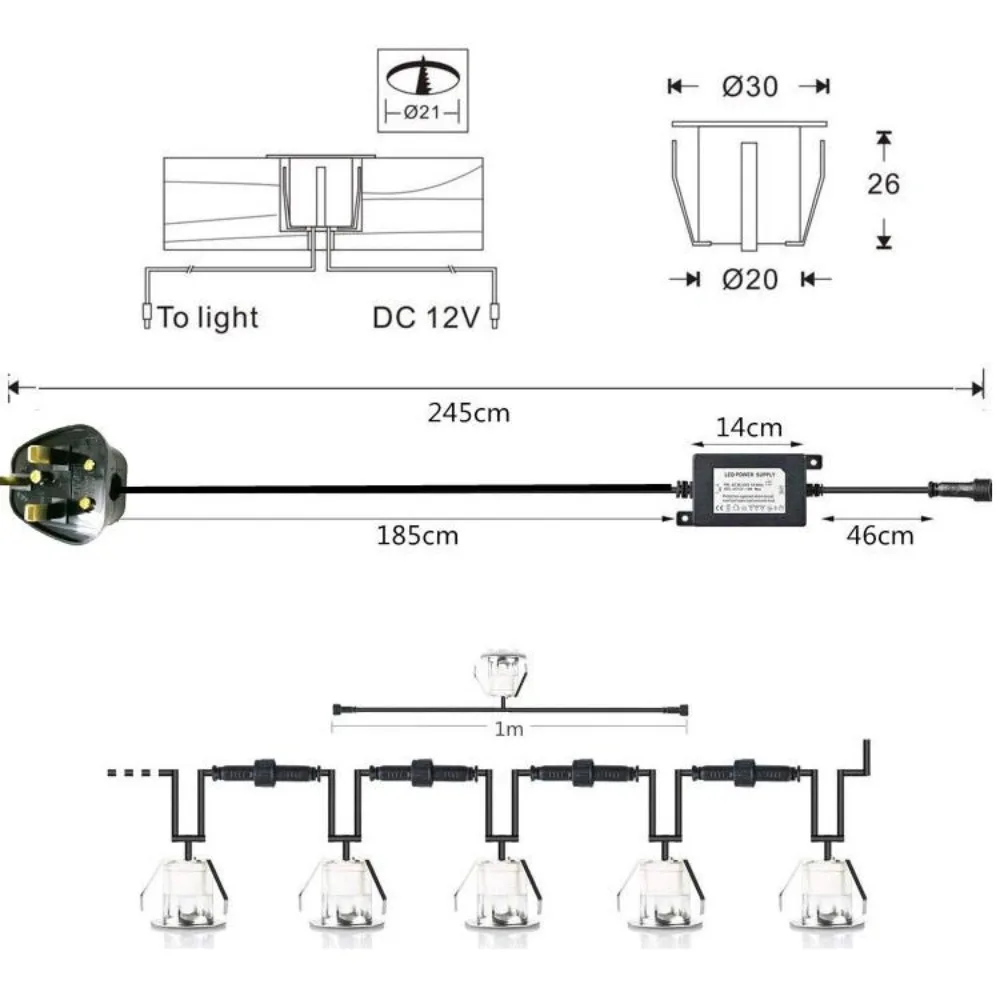 32mm LED Deck Lights 0.6W 500L - Ground Light Recessed recension och pris