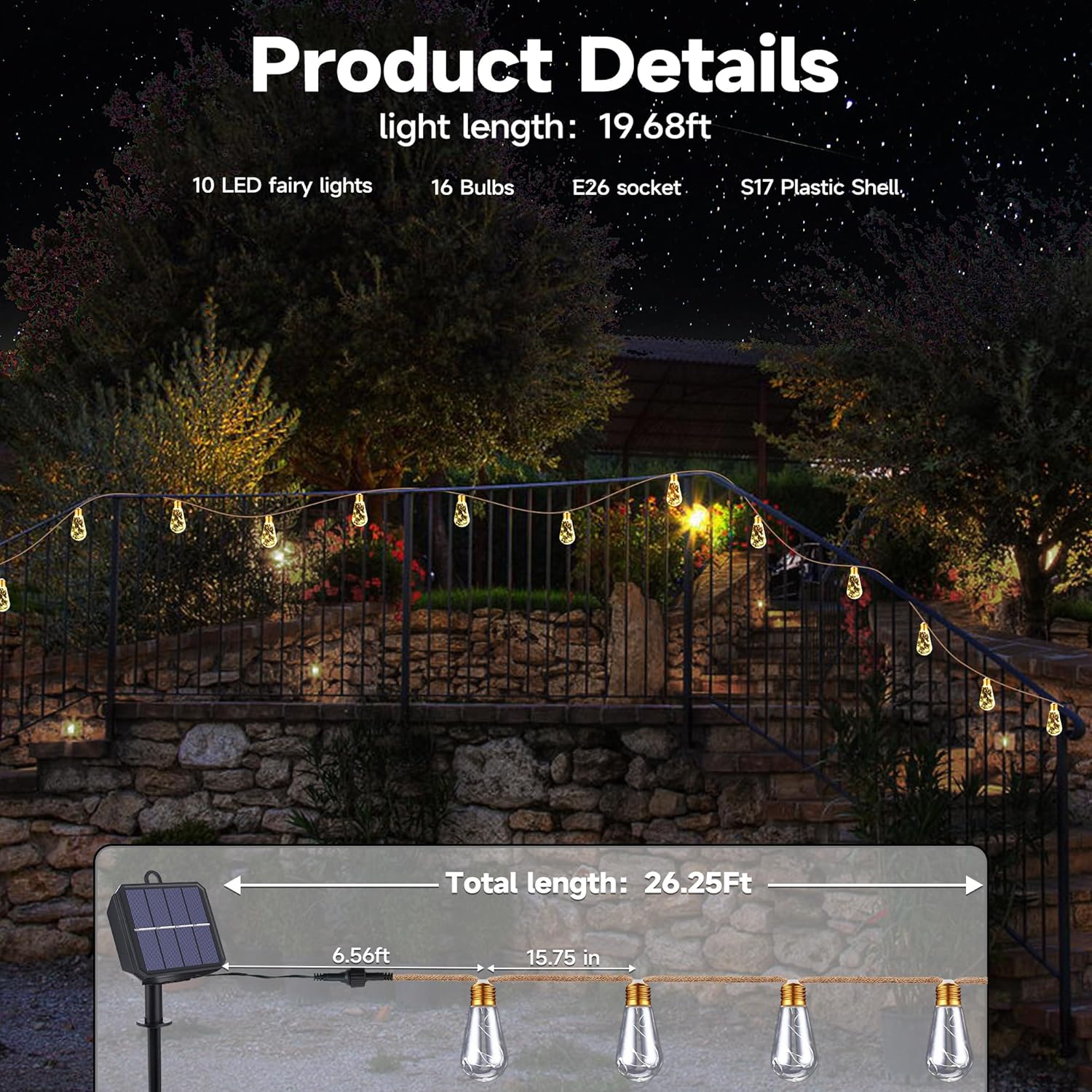Solar Outdoor String Lights 20 - Outdoor Lighting For Patio recension och pris
