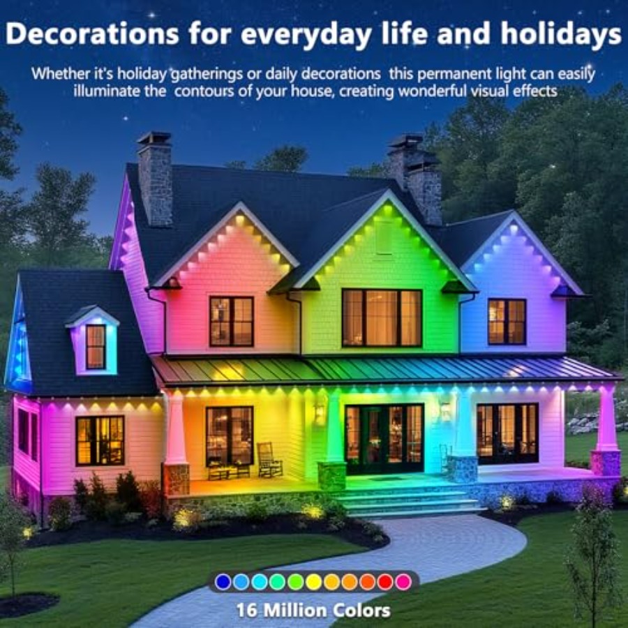 300Feet Permanent Outdoor Ligh - Outdoor Lighting Under Eaves recension och pris