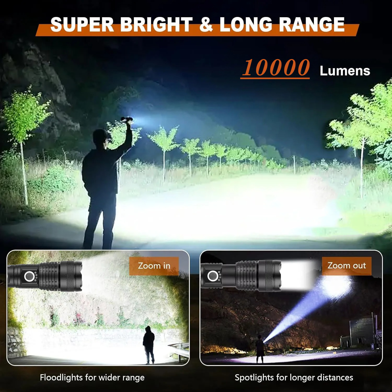 High Power LED Flashlight Rech - Outdoor Lighting Rechargeable recension och pris