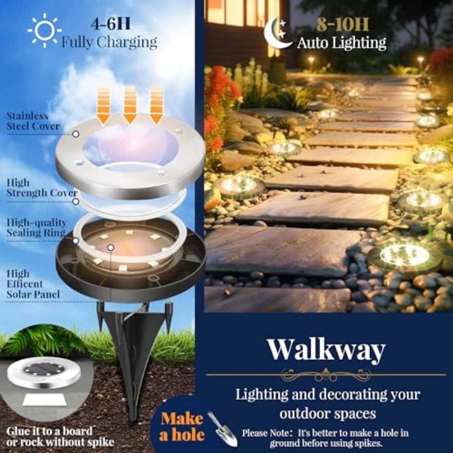 Solar Ground Lights Solar Ligh - Outdoor Lighting For Patio recension och pris